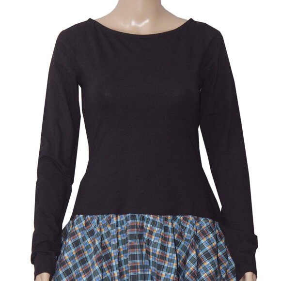 Maeve Long-Sleeve Peplum Top Anthropologie Black Ruffle Pullover XS - Picture 3 of 7